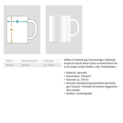 Kexxy Zweifarbige Tasse – Weiß mit schwarzem Innenrand | Keks-Design | 330 ml Keramik