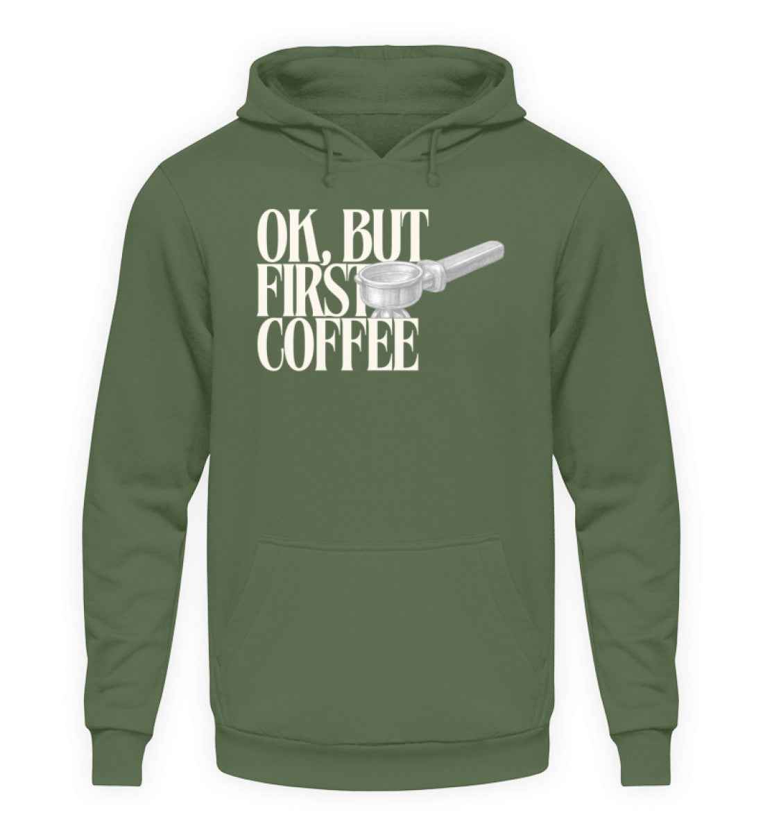 First Coffee Unisex Hoodie – CrazyShop Original Design | 280 g/m² | 80/20 Baumwolle