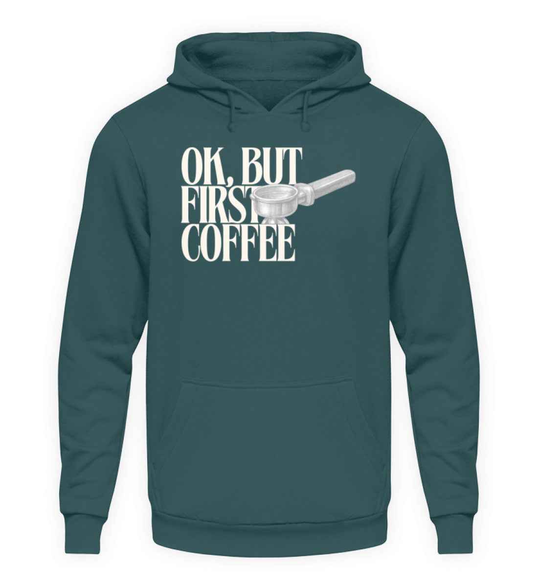 First Coffee Unisex Hoodie – CrazyShop Original Design | 280 g/m² | 80/20 Baumwolle