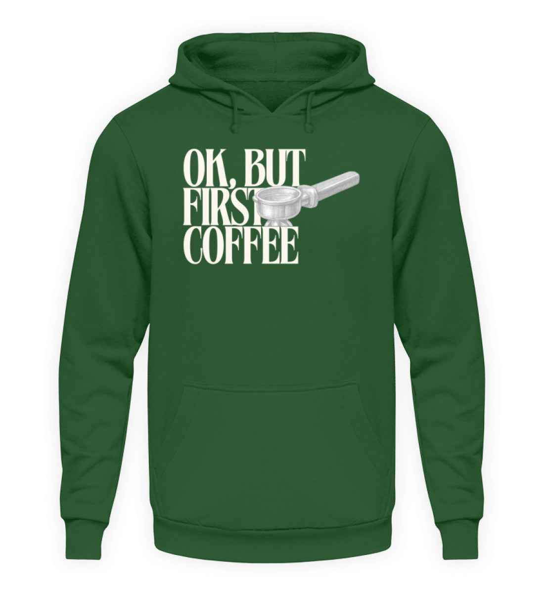 First Coffee Unisex Hoodie – CrazyShop Original Design | 280 g/m² | 80/20 Baumwolle